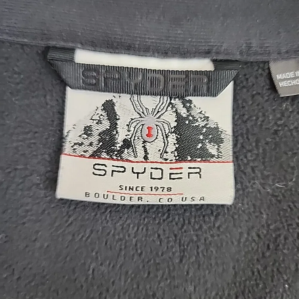 Spyder Outbound Sweater Men's Large Gray Black 1/4 Zip Fleece Stretch Breathable